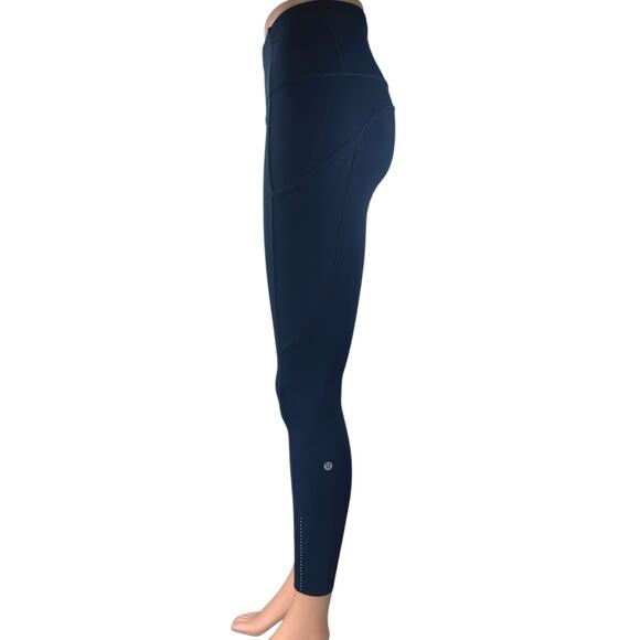 Lululemon Blue Skinny Leg Mid Rise Athletic Workout Yoga Gym Leggings Pants Sz 4 - Picture 2 of 5